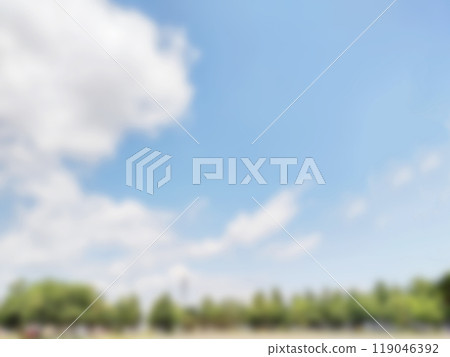 Blurred landscape of blue sky and trees 119046392