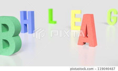 The alphabet multi color on white background for education or kid concept 3d rendering. The alphabet multi color on white background for education or kid concept 3d rendering. 119046487