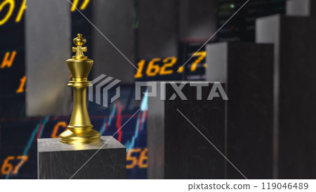 The gold king chess on Background Business concept 3d rendering. The gold king chess on Background Business concept 3d rendering. 119046489