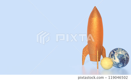 The rocket and earth for world science day concept 3d rendering. 119046502