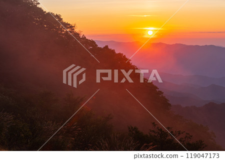 Dawn from Mount Akagi and Torii Pass 119047173