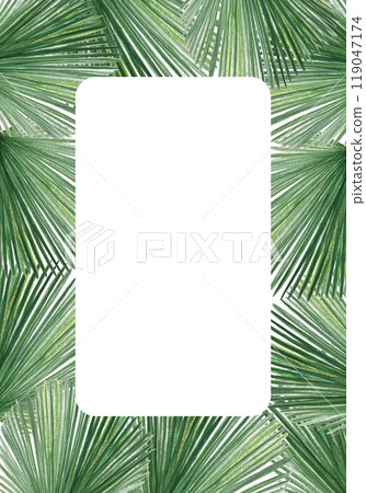 Palm leaf hand painted watercolor vertical card isolated on white. High quality image perfect for cards, posters, stickers, packaging, invitations, Christmas decoration design. Exotic clip art Palm leaf hand painted watercolor vertical card isolated on white. High quality image perfect for cards, posters, stickers, packaging, invitations, Christmas decoration design. Exotic clip art 119047174