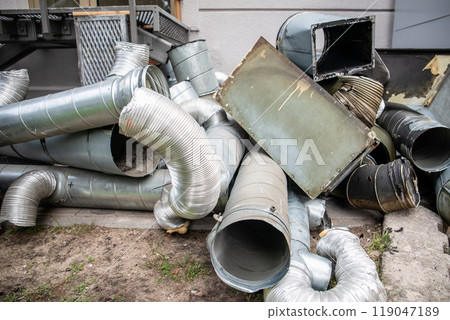 Ventilation pipes. Scrap metal collection and recycling Ventilation pipes. Scrap metal collection and recycling 119047189