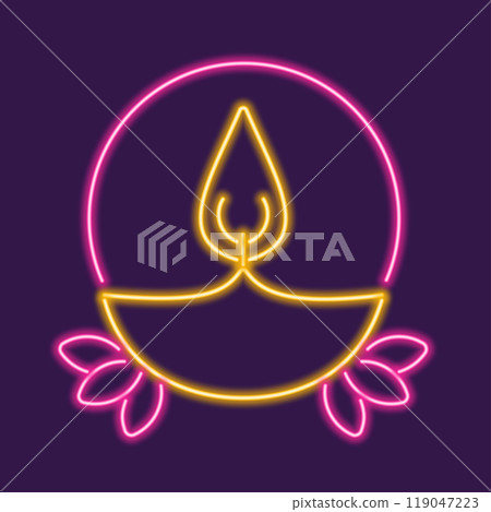Neon Diwali candle 119047223