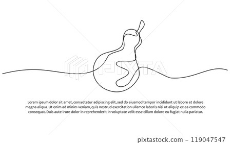 Pear one continuous line design. Fruits symbol design concept. Decorative elements drawn on a white background. 119047547