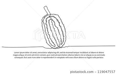 Jack fruit one continuous line design. Fruits symbol design concept. Decorative elements drawn on a white background. 119047557