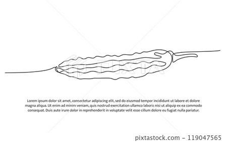 Bitter Gourd one continuous line design. Vegetable symbol concept. Decorative elements drawn on a white background. Bitter Gourd one continuous line design. Vegetable symbol concept. Decorative elements drawn on a white background. 119047565
