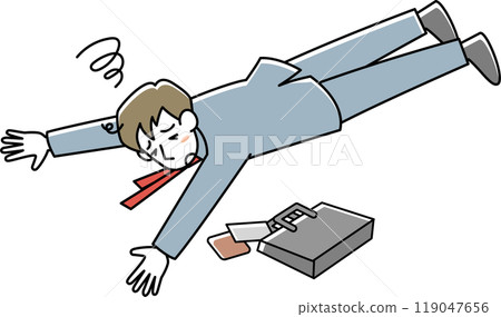 A young man in a suit lying down 119047656