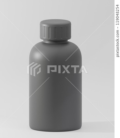 Black Bottle Design Mockup with White Backdrop, 3D rendering	 119048254