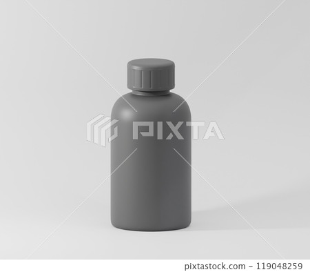 Black Bottle Design Mockup with White Backdrop, 3D rendering	 119048259