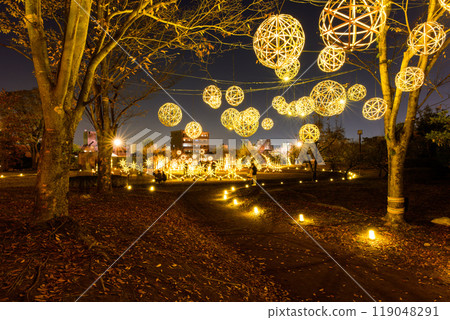用竹燈照亮的夢幻美麗的日本庭園「舊細川刑部宅邸限定開園及紅葉彩燈」（熊本市） 119048291
