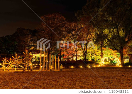 紅葉燈飾的夢幻美麗的日本庭園「舊細川刑部宅邸限定開幕及紅葉燈飾」(熊本市) 紅葉燈飾的夢幻美麗的日本庭園「舊細川刑部宅邸限定開幕及紅葉燈飾」(熊本市) 119048311