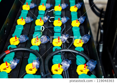 Reach forklift battery fluid inspection Reach forklift battery fluid inspection 119048363