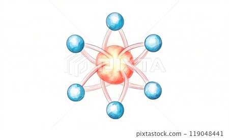 Atomic model illustration with colorful electrons. 119048441