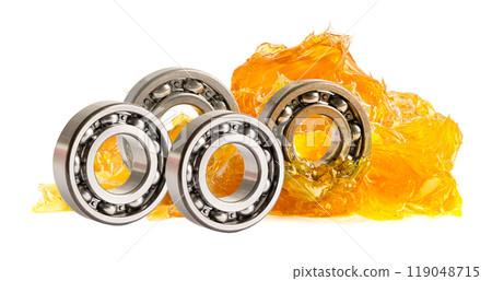 Ball bearing stainless with grease lithium machinery lubrication for automotive and industrial  isolated on white background. 119048715