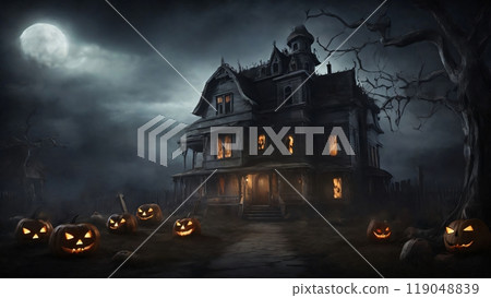 Happy Halloween banner template with halloween pumpkin and Halloween Elements on Halloween theme background. Website spooky, Background or banner Halloween template, halloween card design Happy Halloween banner template with halloween pumpkin and Halloween Elements on Halloween theme background. Website spooky, Background or banner Halloween template, halloween card design 119048839
