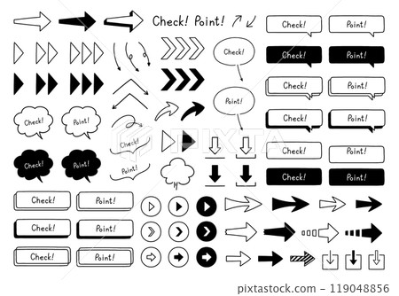 Pop and stylish arrow and check & point icon set 119048856