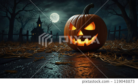 Happy Halloween banner template with halloween pumpkin and Halloween Elements on Halloween theme background. Website spooky, Background or banner Halloween template, halloween card design Happy Halloween banner template with halloween pumpkin and Halloween Elements on Halloween theme background. Website spooky, Background or banner Halloween template, halloween card design 119048873