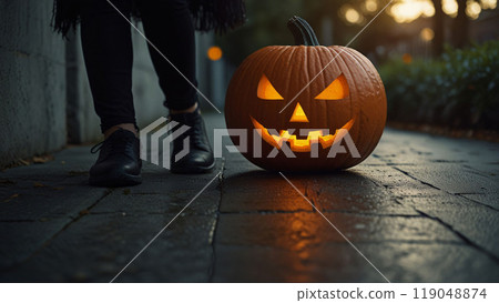 Happy Halloween banner template with halloween pumpkin and Halloween Elements on Halloween theme background. Website spooky, Background or banner Halloween template, halloween card design Happy Halloween banner template with halloween pumpkin and Halloween Elements on Halloween theme background. Website spooky, Background or banner Halloween template, halloween card design 119048874