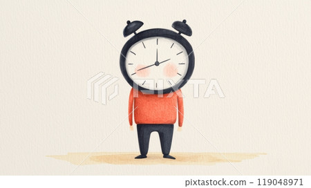 Cute clock character with alarm features. 119048971