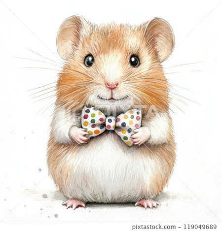 Hamster in a bow tie, white isolate background 119049689
