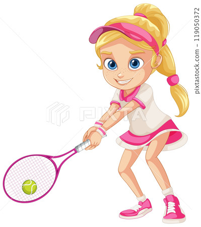 Young Girl Playing Tennis Young Girl Playing Tennis 119050372