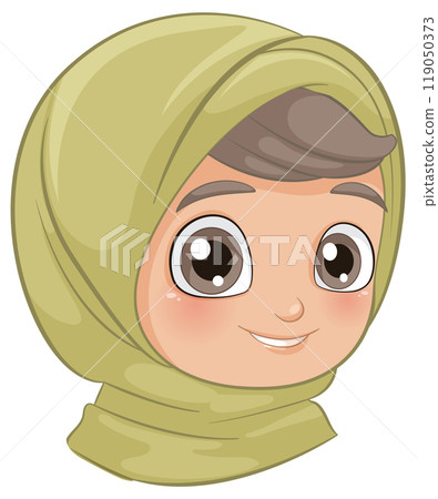 Smiling Character in Green Hijab 119050373