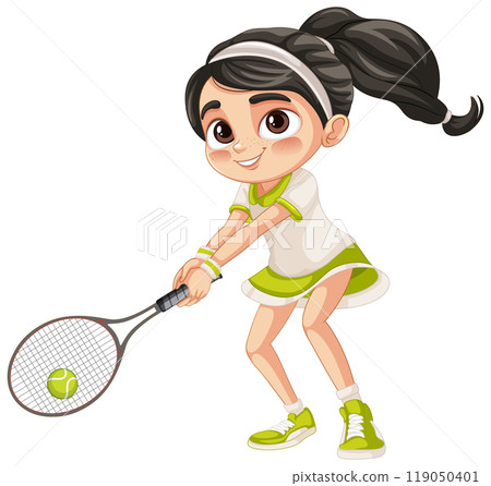 Young Girl Playing Tennis 119050401
