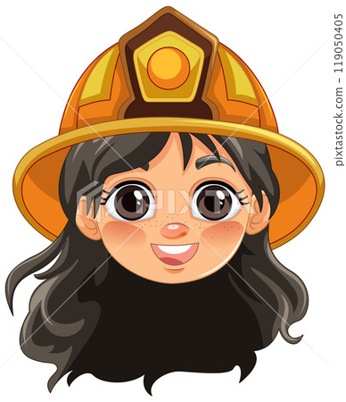 Smiling Girl Firefighter Illustration 119050405