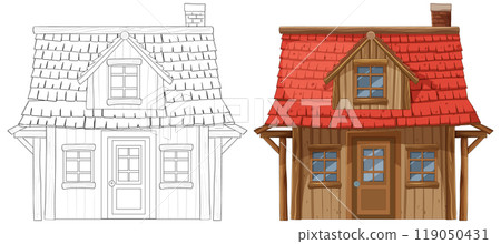 Charming Wooden House Illustration 119050431