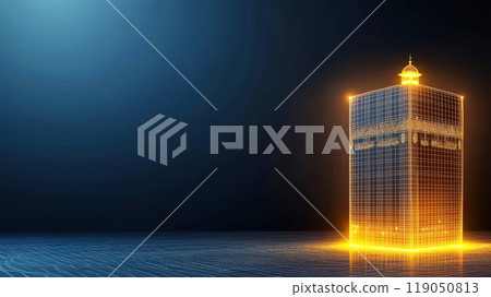 Futuristic building with glowing lines Futuristic building with glowing lines 119050813