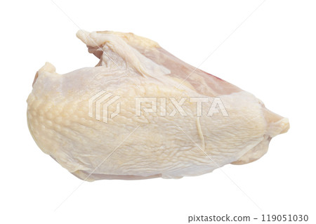 Raw Chicken Breast with Skin Isolated on White Background 119051030