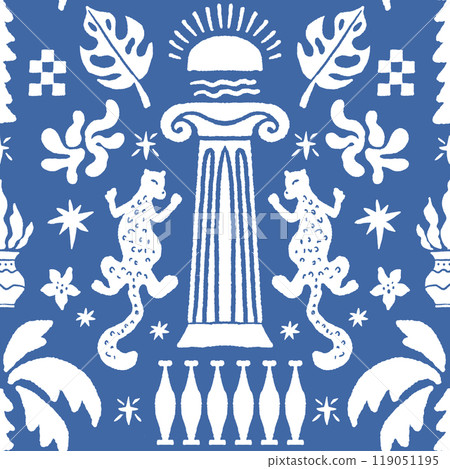 Leaping Tiger Motif Pattern vector 119051195