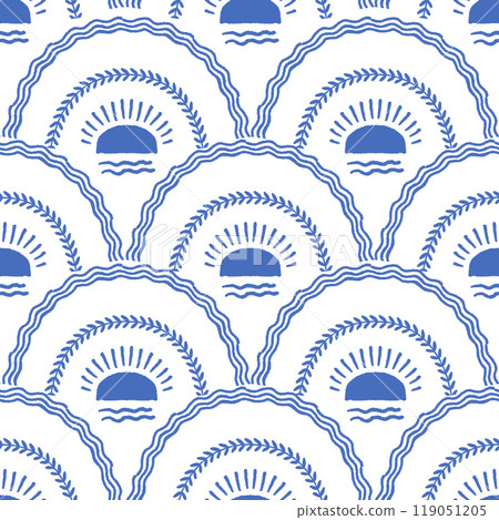 Blue Sun Arches Seamless Pattern Blue Sun Arches Seamless Pattern 119051205