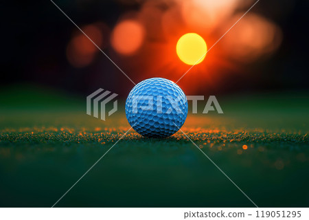 Shining sunset and golf ball Shining sunset and golf ball 119051295