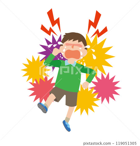 一個男孩哭鬧發脾氣 119051305