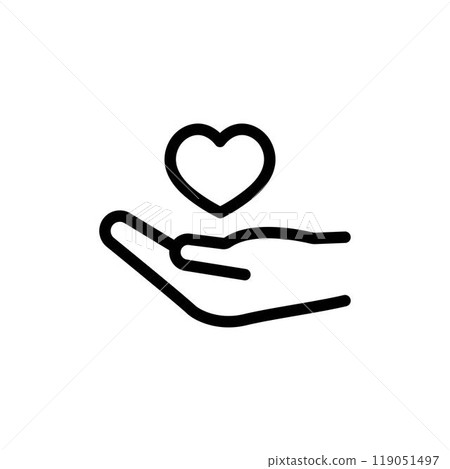 Heart in palms line vector icon. Human line vector icon Heart in palms line vector icon. Human line vector icon 119051497