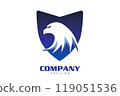 white eagle head on dark blue shield 119051536