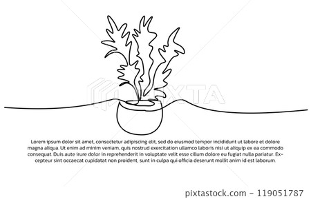 One line flower vase poster drawing with a beautiful frame. Abstract minimal continuous line wall decor. One line flower vase poster drawing with a beautiful frame. Abstract minimal continuous line wall decor. 119051787