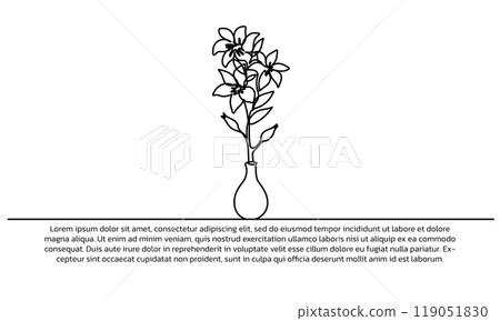 One line flower vase poster drawing with a beautiful frame. Abstract minimal continuous line wall decor. One line flower vase poster drawing with a beautiful frame. Abstract minimal continuous line wall decor. 119051830
