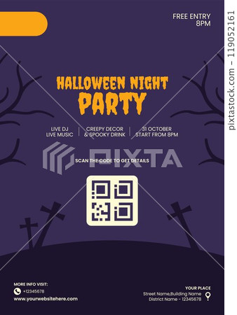 Halloween Night Flyer Flat Cartoon Hand Drawn Templates Background Illustration Halloween Night Flyer Flat Cartoon Hand Drawn Templates Background Illustration 119052161