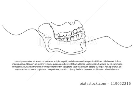 One line lips sketch poster drawing with frame. Abstract minimal continuous line wall decor. 119052216