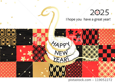 2025 Year of the Snake New Year's cards - Various traditional Japanese designs 119052272