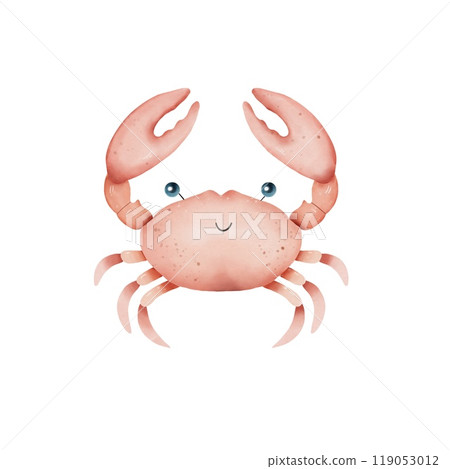Hand drawn red crab, underwater world, watercolor illustration 119053012