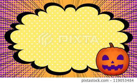 Halloween frame pumpkin and speech bubble 16:9 119053484
