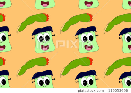 Cute Frankenstein and Severed Finger seamless Pattern Cute Frankenstein and Severed Finger seamless Pattern 119053696