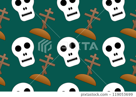 Skull and Grave Crosses Halloween Pattern 119053699