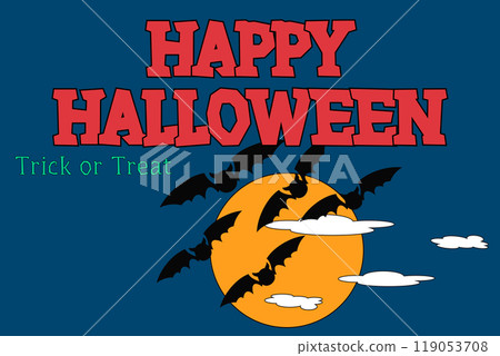 Halloween Bats and Full Moon Illustration Halloween Bats and Full Moon Illustration 119053708