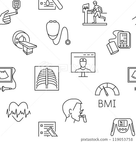 Health check-up line seamless pattern Health check-up line seamless pattern 119053758