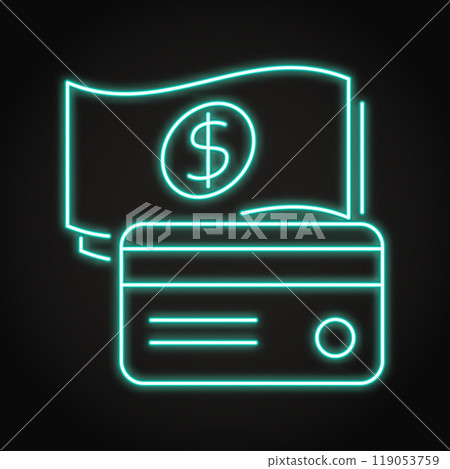 Cash and credit card neon icon Cash and credit card neon icon 119053759